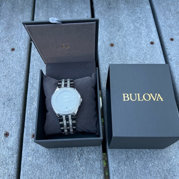 BULOVA  diamond Crystal Pave Men's Watch silver - Picture 14 of 15